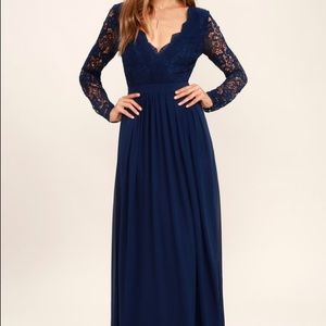 Lulu’s Awaken My Love Navy Blue Long Maxi Dress